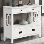 Console Table with 4 Drawers and Storage Shelf