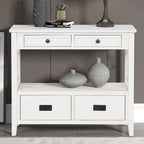 Console Table with 4 Drawers and Storage Shelf