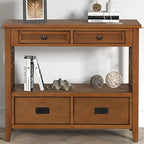 Console Table with 4 Drawers and Storage Shelf