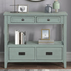 Console Table with 4 Drawers and Storage Shelf