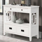 Console Table with 4 Drawers and Storage Shelf