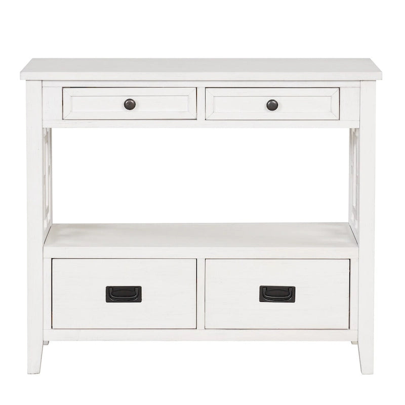 Console Table with 4 Drawers and Storage Shelf