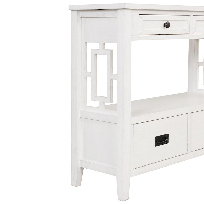 Console Table with 4 Drawers and Storage Shelf