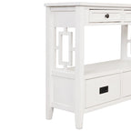 Console Table with 4 Drawers and Storage Shelf