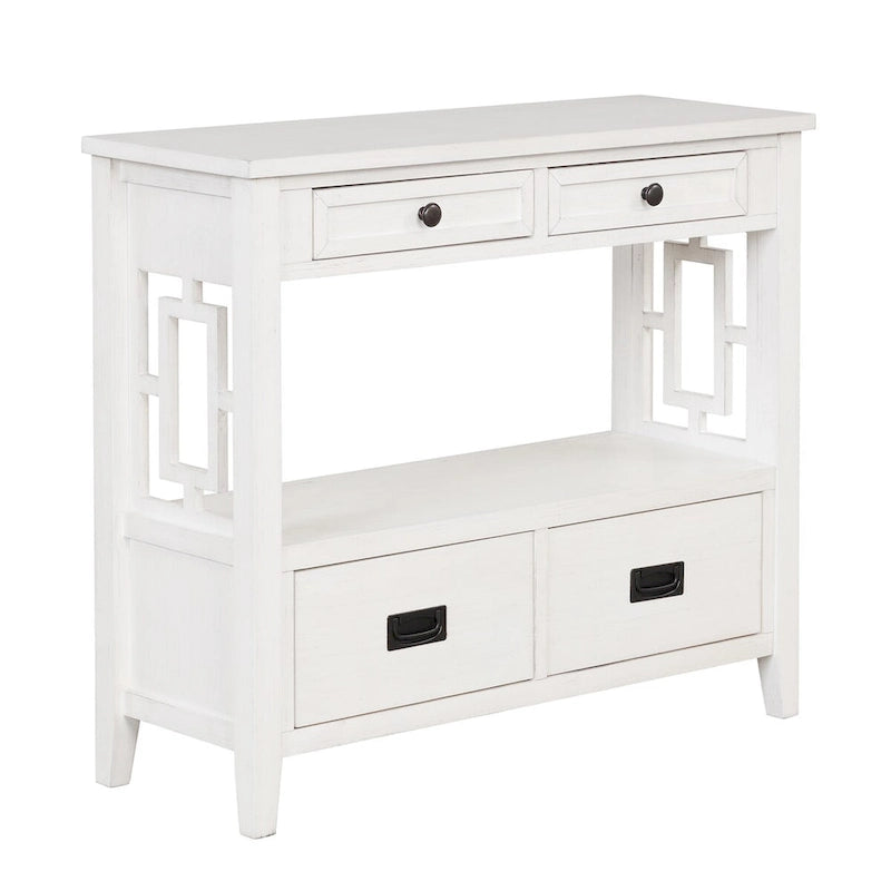 Console Table with 4 Drawers and Storage Shelf