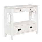 Console Table with 4 Drawers and Storage Shelf