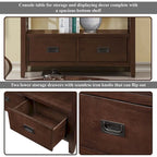 Console Table with 4 Drawers and Storage Shelf