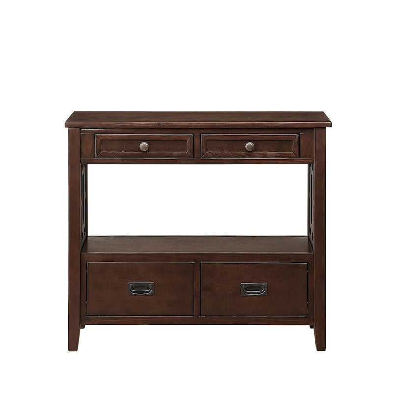 Console Table with 4 Drawers and Storage Shelf