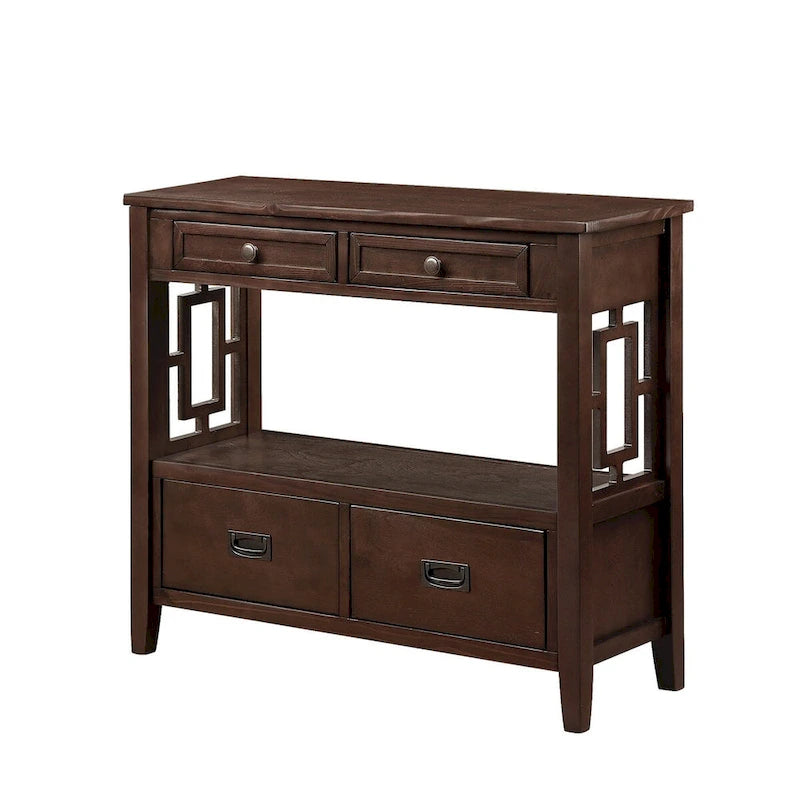 Console Table with 4 Drawers and Storage Shelf