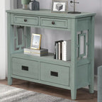 Console Table with 4 Drawers and Storage Shelf