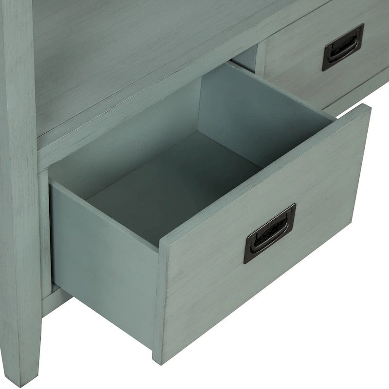 Console Table with 4 Drawers and Storage Shelf