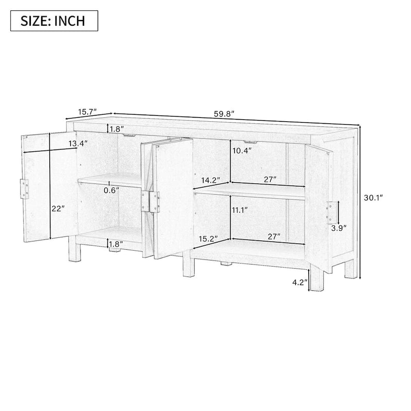 60" Sideboard Cabinet with Adjustable Shelves