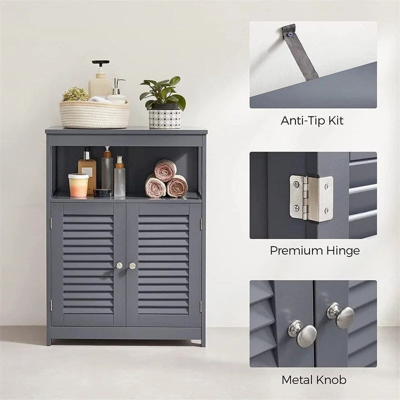 Freestanding Bathroom Floor Cabinet with Open Shelf and 2 Drawers