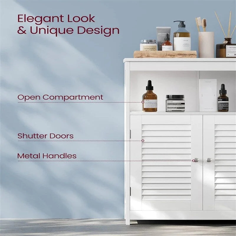 Freestanding Bathroom Floor Cabinet with Open Shelf and 2 Drawers