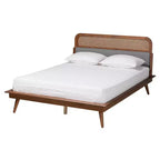 Baxton Studio Irina Fabric and Wood Platform Bed Gray/Ash Walnut: Upholstered No Box Spring Needed