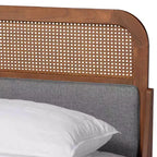 Baxton Studio Irina Lit plateforme en tissu et bois Gris/Noyer cendré : Rembourré, sommier tapissier non requis