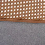 Baxton Studio Irina Lit plateforme en tissu et bois Gris/Noyer cendré : Rembourré, sommier tapissier non requis