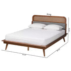 Baxton Studio Irina Lit plateforme en tissu et bois Gris/Noyer cendré : Rembourré, sommier tapissier non requis