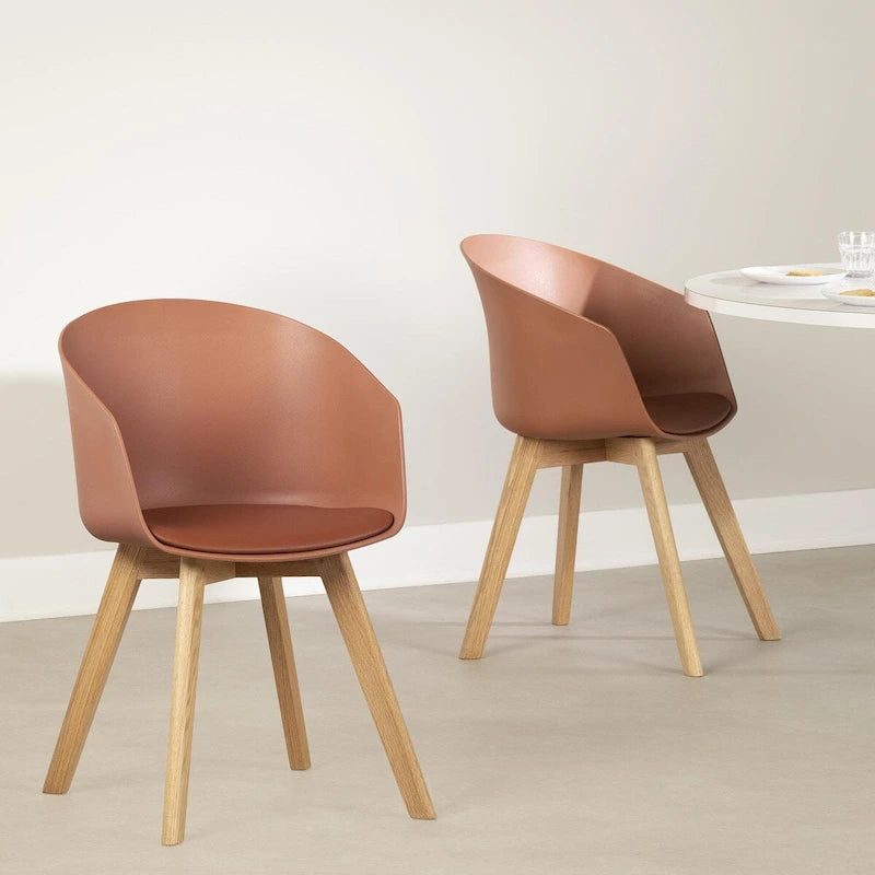 Set of 2 Dining Chairs with Wood Legs
