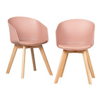 Set of 2 Dining Chairs with Wood Legs