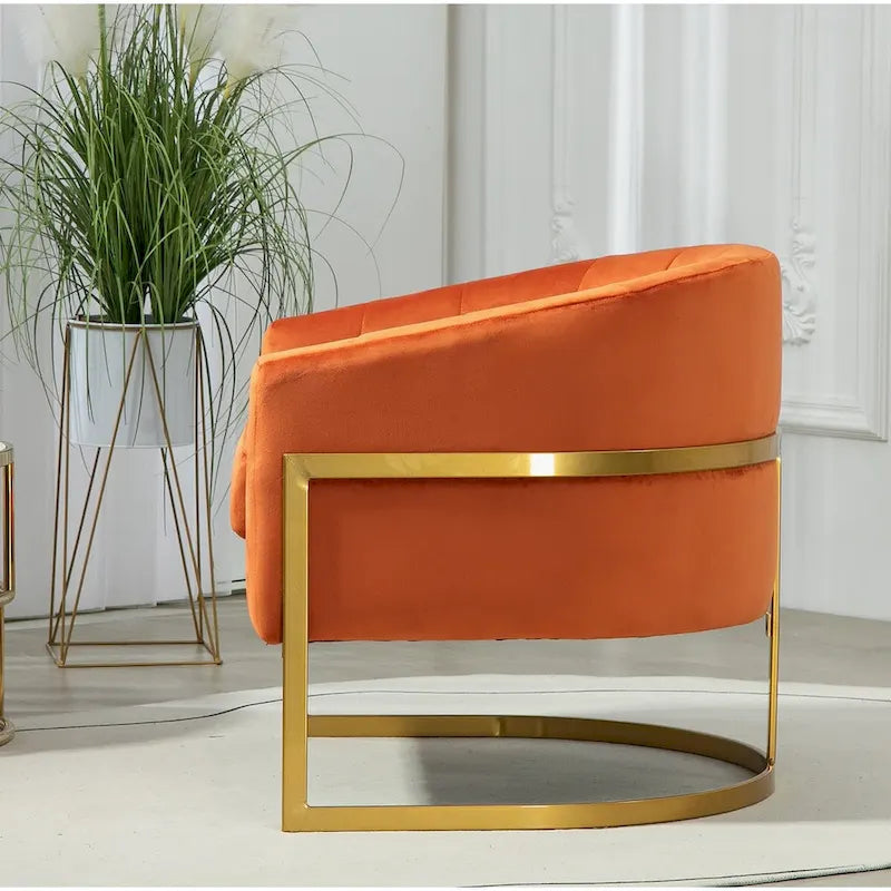 Velvet Accent Armchair with Gold Metal Frame