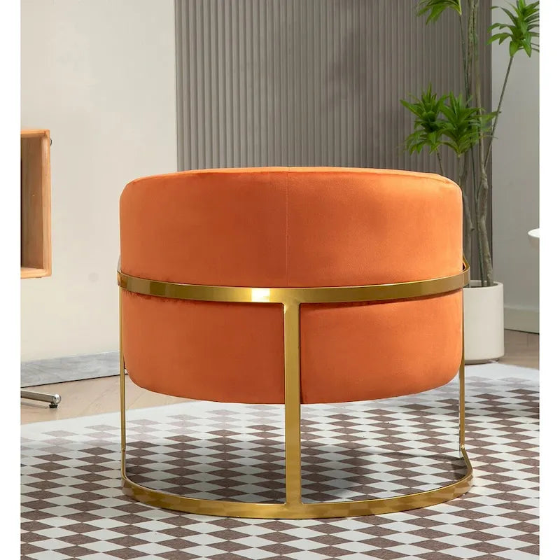 Velvet Accent Armchair with Gold Metal Frame