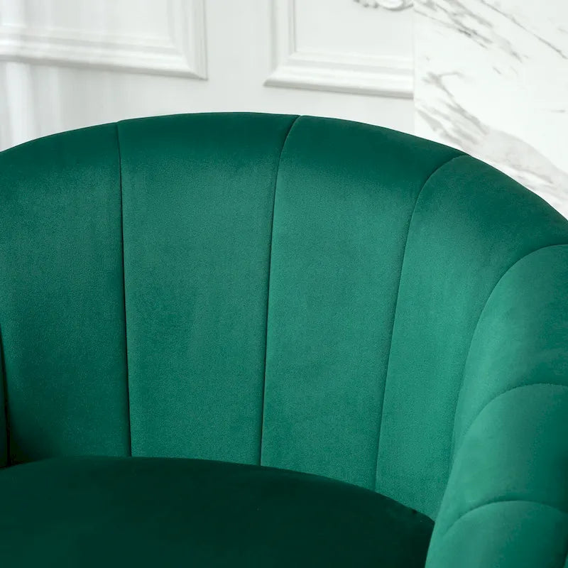 Velvet Accent Armchair with Gold Metal Frame