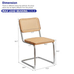Cantilever Dining Chairs with Rattan Back and Chrome Frame, Set of 2
