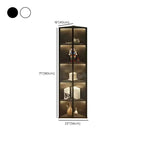 Modern Grey Metal Wood Corner Display Cabinet with Glass Door