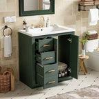 Meuble-lavabo simple de 30 po avec armoire et 3 tiroirs – Noir / Bleu / Vert / Indigo / Blanc