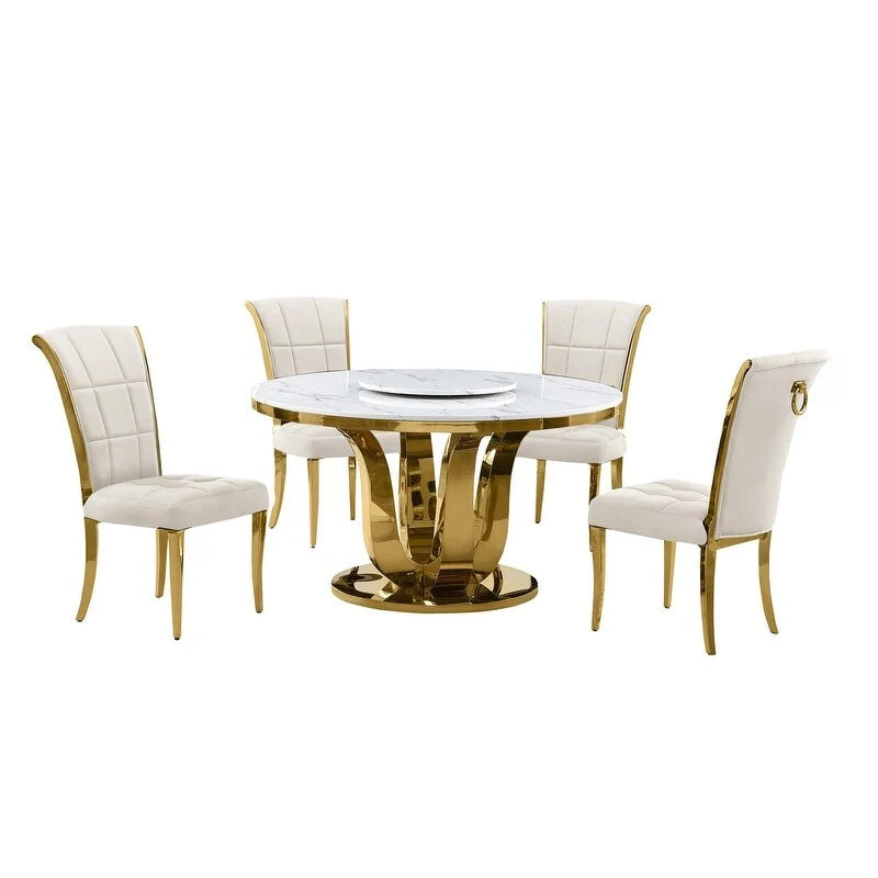 Ensemble de salle à manger rond 5 pièces Best Quality Furniture D325-SC324-7