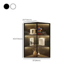 Modern Grey Metal Wood Corner Display Cabinet with Glass Door
