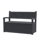 All-Weather Resin Storage Bench with Lockable Hidden Compartment - Rattan-Look Design, 500 lbs Capacity, 70-Gallon Storage
